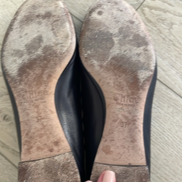 Women’s Chloe Black leather scalloped edge ballet flat - Picture 7 of 9